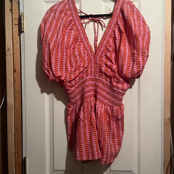 Anthropologie By Anthropologie Gingham Romper medium NWT - Picture 4 of 5